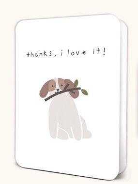 STUDIO OH! Thanks, I Love It (Dog)/deluxe sticker+rainbow envelope/SET OF 4-NEW